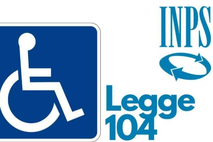 logo disabili e scritte legge 104 e inps