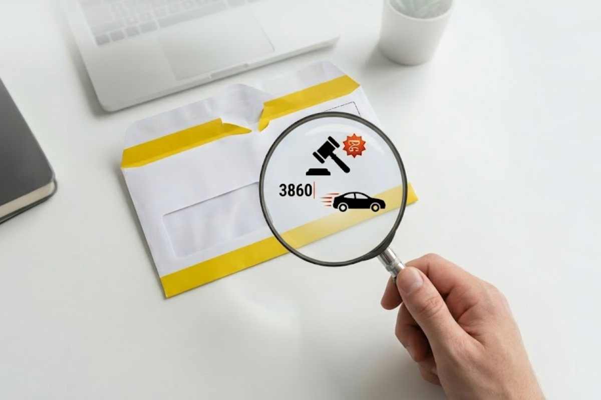 persona legge con lente di ingrandimento codice su raccomandata