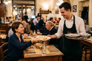 persona passa i piatti al cameriere